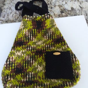 Bolso de hombro de crochet - verde, marrón - de MWC
