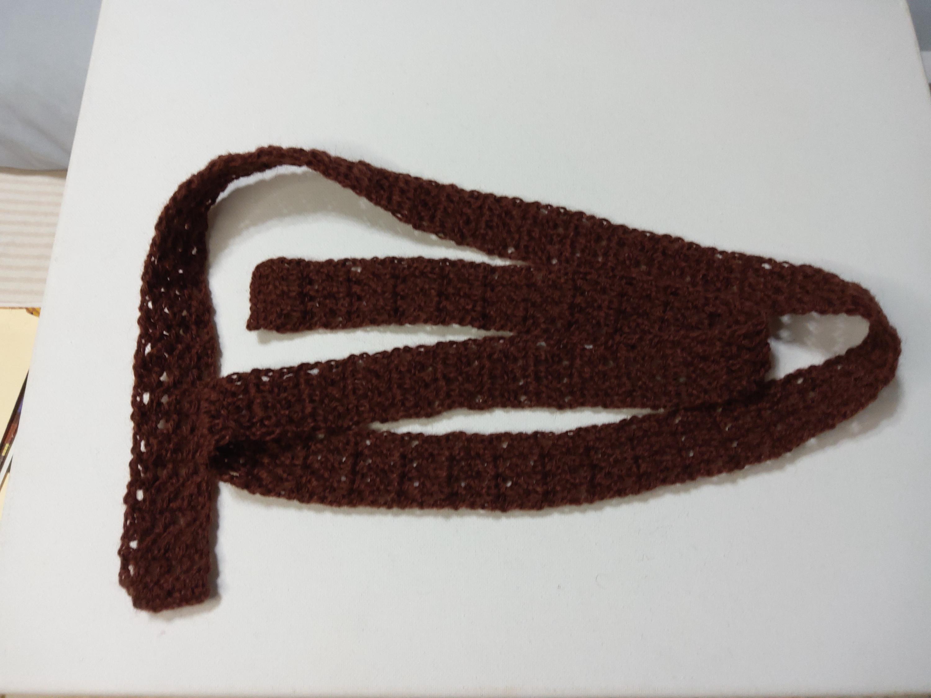 tie belt crochet, brown belt, hemp - by MWC