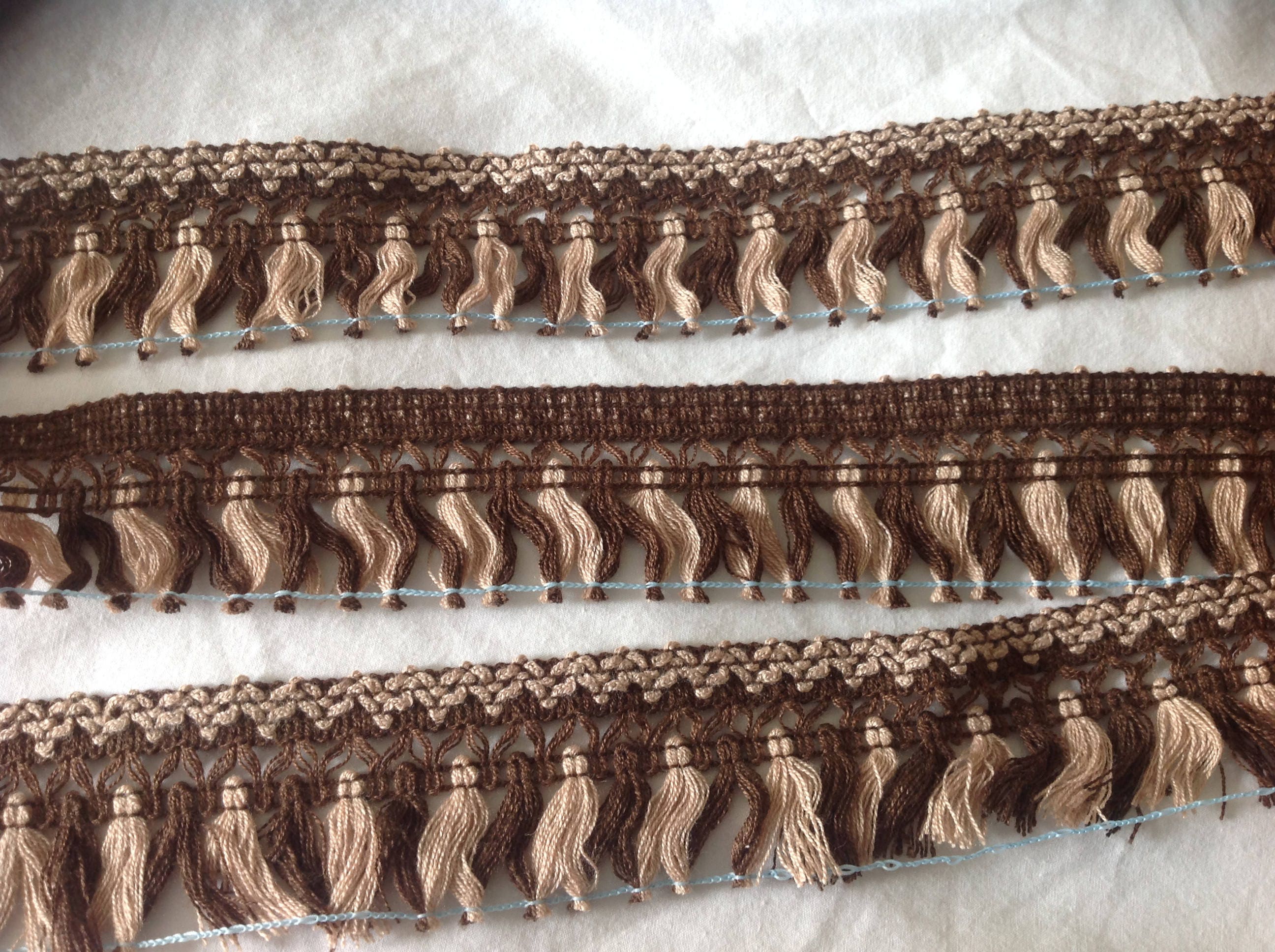 Vintage fringe trim brown/ecru 2 yards Etsy