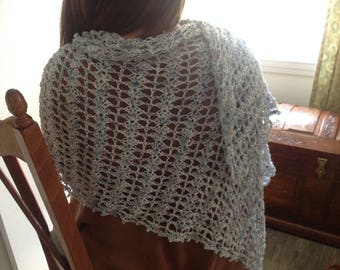 Crochet shawl, wrap, Stola - white, multicolor by MWC