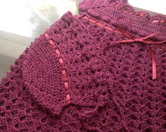 Crochet baby dress and hat by MWC