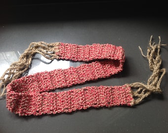 tie belt crochet, hemp belt - by MWC