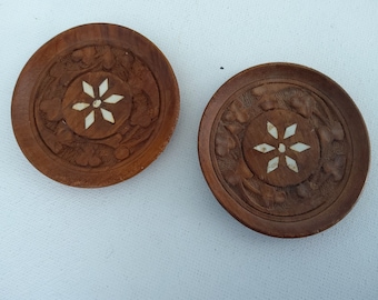 small plates (2) wood