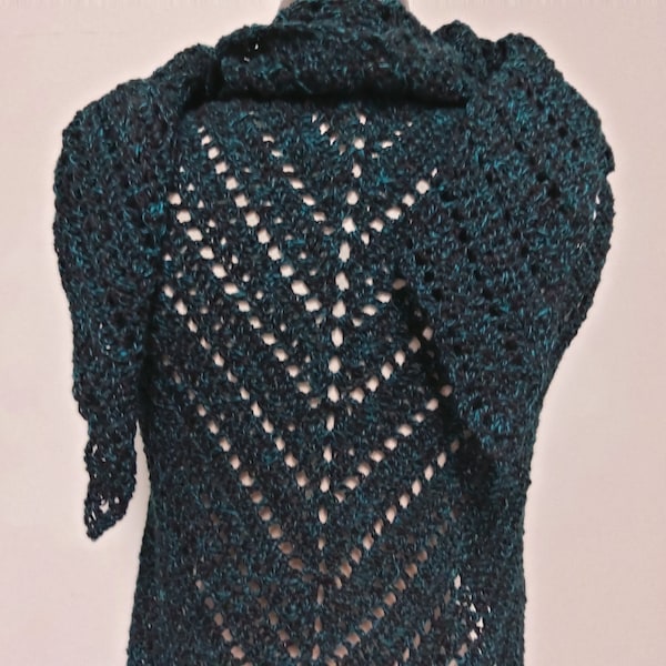 shawl, shoulder wrap, scarf by MWC, black and teal