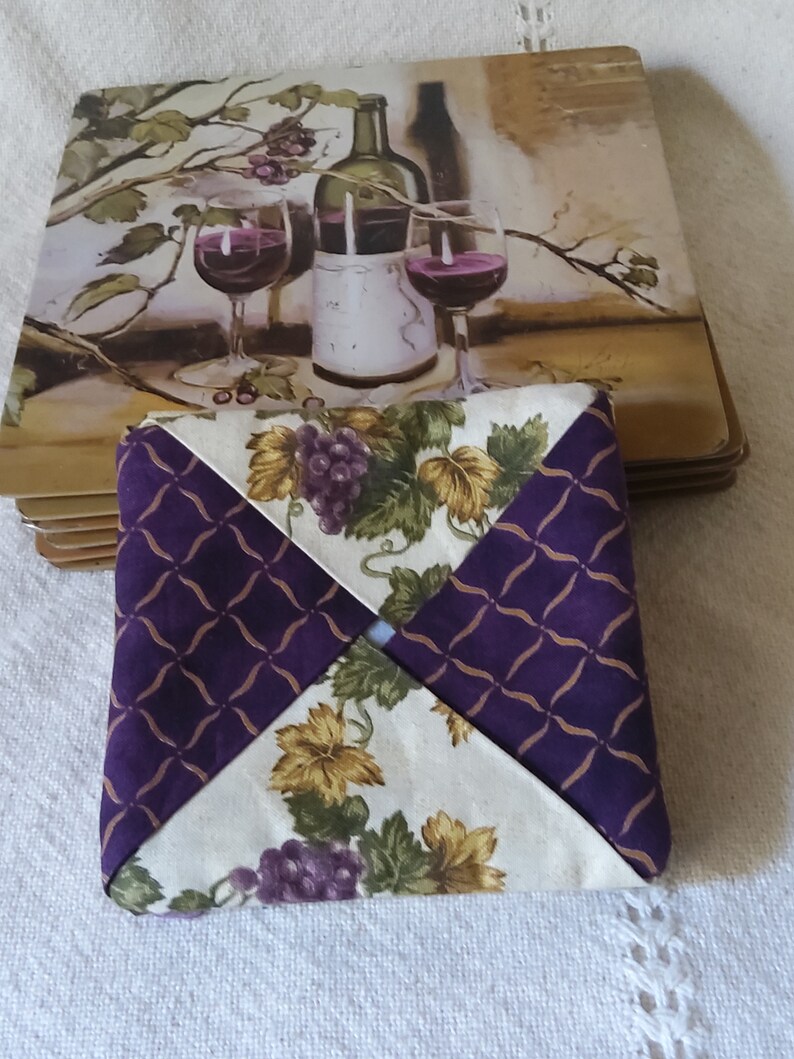 vintage wine bottle and glass coasters