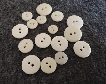 simple white buttons (16) various sizes