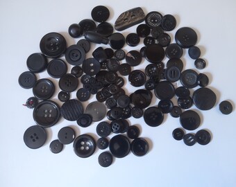 Botones negros, lote de botones (100)
