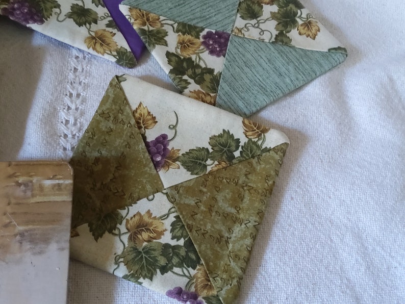 vintage wine bottle and glass coasters