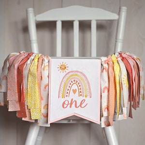 Boho Rainbow High Chair Banner, Boho Rainbow 1st Birthday Banner, Boho Rainbow Cake Smash, Rainbow Birthday Decor, Rainbow Birthday Banner
