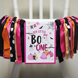 Girl Little Boo Is One High Chair Banner, Pink Halloween 1st Birthday Banner, Little pumpkin Halloween Birthday Banner, Ghost 1st Birthday