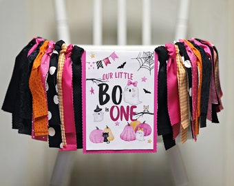 Girl Little Boo Is One High Chair Banner, Pink Halloween 1st Birthday Banner, Little pumpkin Halloween Birthday Banner, Ghost 1st Birthday