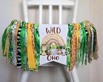 Safari Boho Rainbow High Chair Banner, Jungle Safari Anima Rainbow, First Birthday Banner, Wild One Safari Cake Smash, Safari Birthday Party