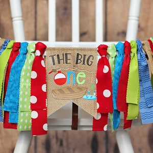 The Big One Fishing Boat High Chair Banner, 1st Birthday Fishing Banner, Fishing Photo Prop, Baby Fishing Party Decor, The Big One