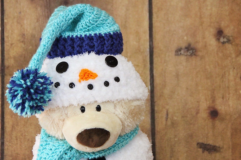 Newborn Snowman Cocoon, Matching Hat and Scarf, Crochet Snowman Cocoon, Snowman Photo Prop, Christmas Card Photo Prop, Baby Shower Gift image 10