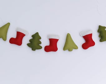 Felt Christmas Garland: Handmade Tree & Stocking Holiday Decor