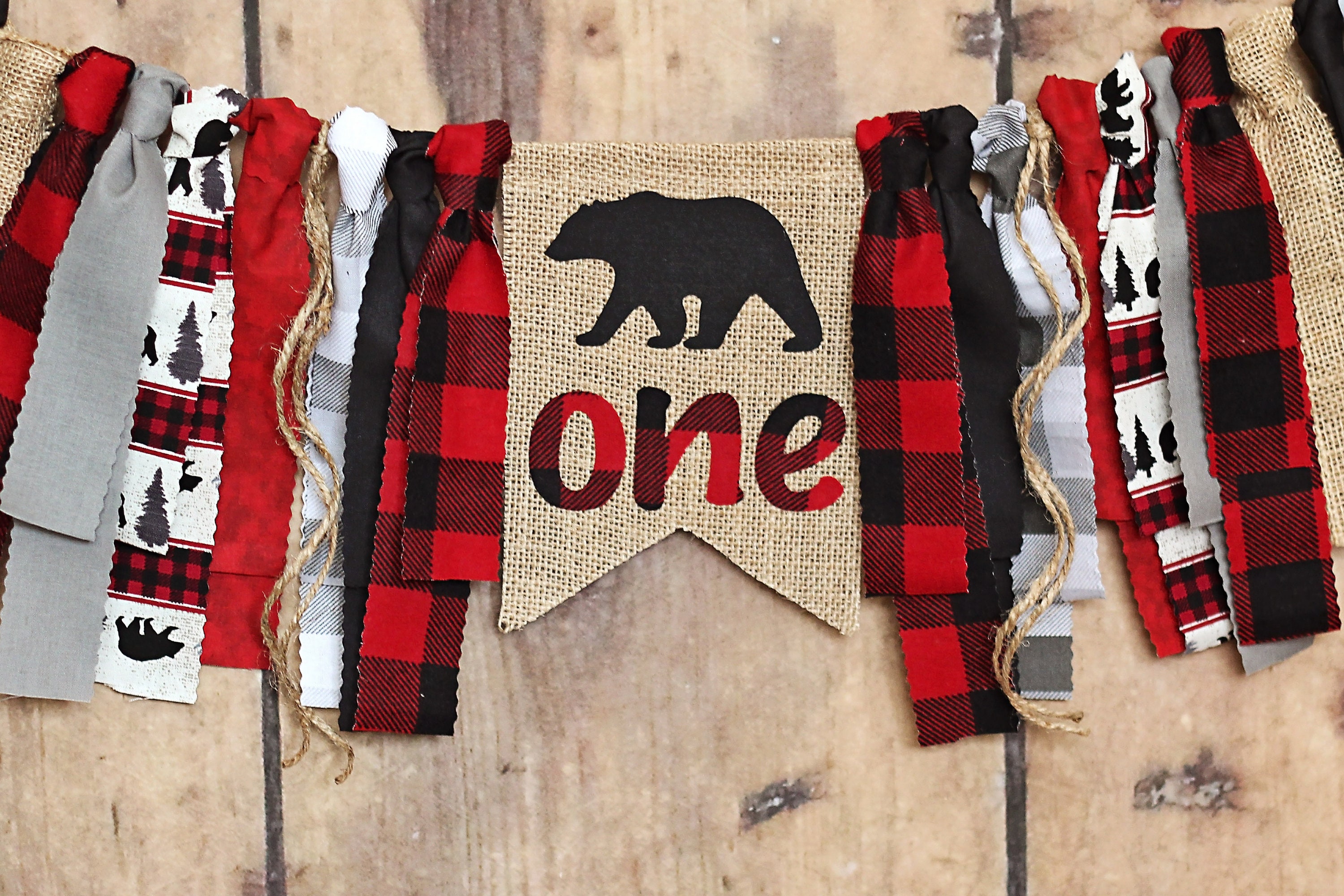 Lumberjack First Birthday Banner. Lumberjack Highchair Banner. Lumberjack One Banner. One Happy Camper. Wild One Lumberjack Party Decor