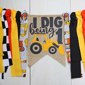 I Dig Being One High Chair Banner, Boy Birthday Banner, Construction ...