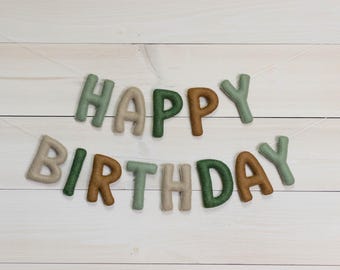 Green Happy Birthday Felt Garland, Green Happy Birthday Banner, Kids Birthday Decor, Kids Birthday Wall Decor, Birthday Photo Session Prop