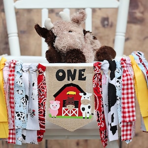 Farm Animal High Chair Banner, Farm Animal Cupcake Toppers, Barn Animal 1st Birthday Banner, Barn Animal Photo Prop, Barn Animal Banner