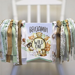Woodland Animal Wild One High Chair Banner, Woodland Animals 1st Birthday Banner, Cute Forest Animals Wild One First Birthday, Woodland