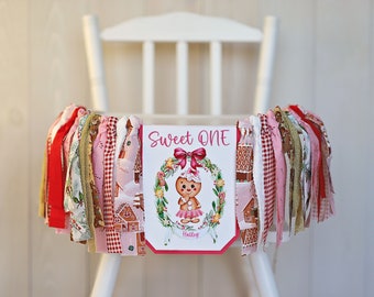 Gingerbread GirlHigh Chair Banner, Christmas Cookie GirlBirthday Banner, Gingerbread 1st Birthday Banner, Gingerbread Cake Smash