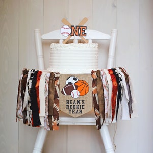 Rookie Year Sports Theme High Chair Banner, Sports Balls First Birthday Banner, All Sports Photo Prop, Sports Balls Birthday Party Decor,