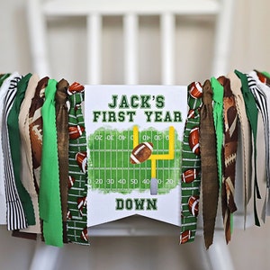 Football Highchair Banner,  First Year Down Birthday Banner, Personalized First Year Down Banner, Football Cake Smash, First Year Down