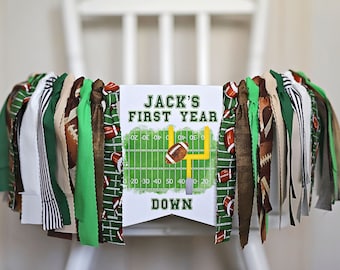 Football Highchair Banner,  First Year Down Birthday Banner, Personalized First Year Down Banner, Football Cake Smash, First Year Down