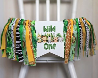 Jungle Safari 1st Birthday Banner, Jungle Animal High Chair Banner, Jungle Safari Animal First Birthday Banner, Wild One Safari Cake Smash,