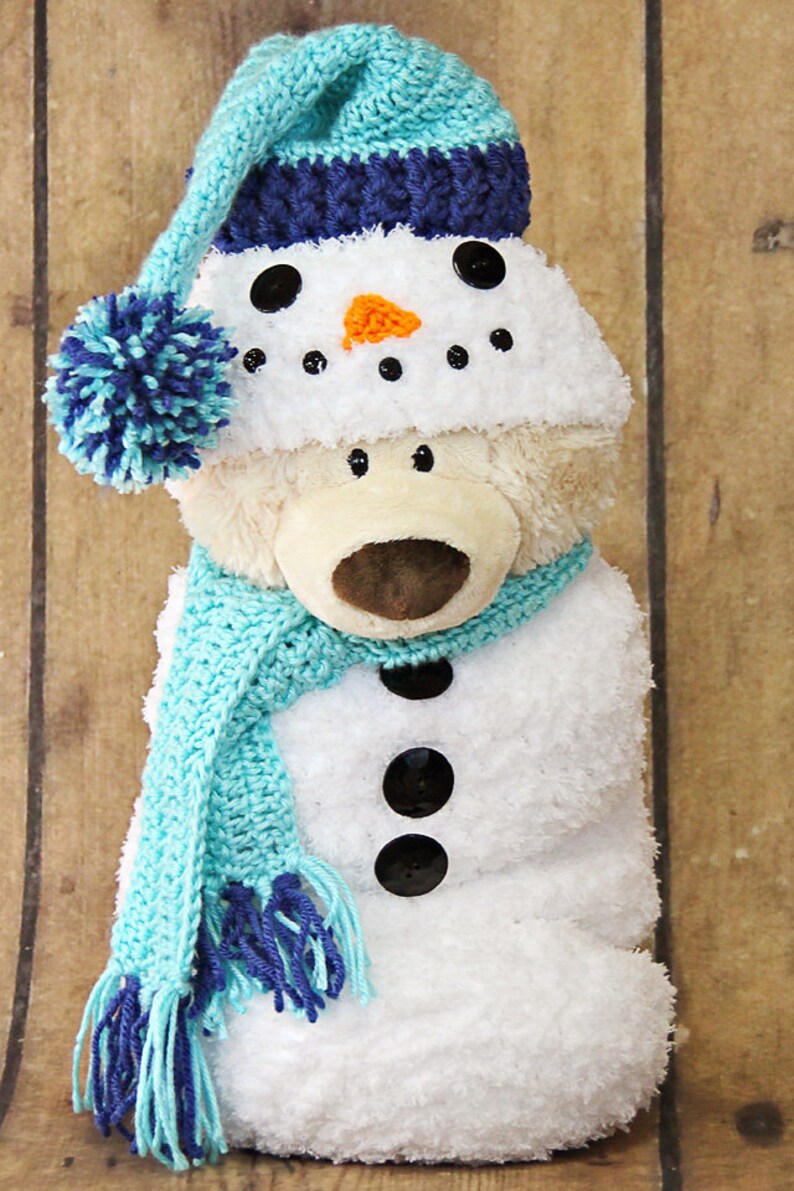 Newborn Snowman Cocoon, Matching Hat and Scarf, Crochet Snowman Cocoon, Snowman Photo Prop, Christmas Card Photo Prop, Baby Shower Gift image 7