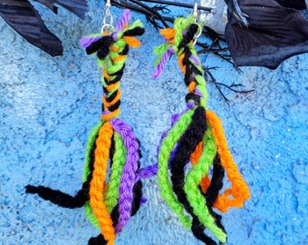 Spooky Threads Dangle Fishhooks, Halloween Jewelry, October Fashion, Unique Ear Candy