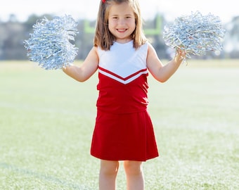 Cheer Uniform Skort Set- Red/White