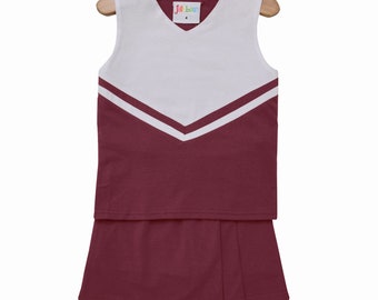 Cheer Uniform Skort Set- Maroon/White