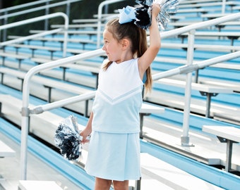 Cheer Uniform Skort Set- Light Blue/White