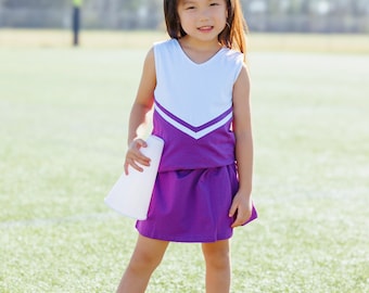 Cheer Uniform Skort Set- Purple/White