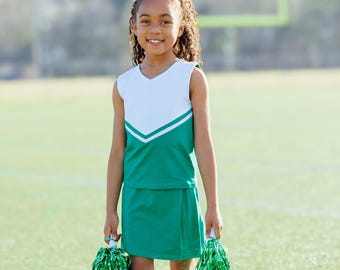 Cheer Uniform Skort Set- Kelly Green/White