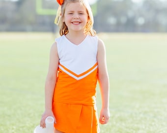 Cheer Uniform Skort Set- Orange/White