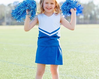 Cheer Uniform Skort Set- Royal/White
