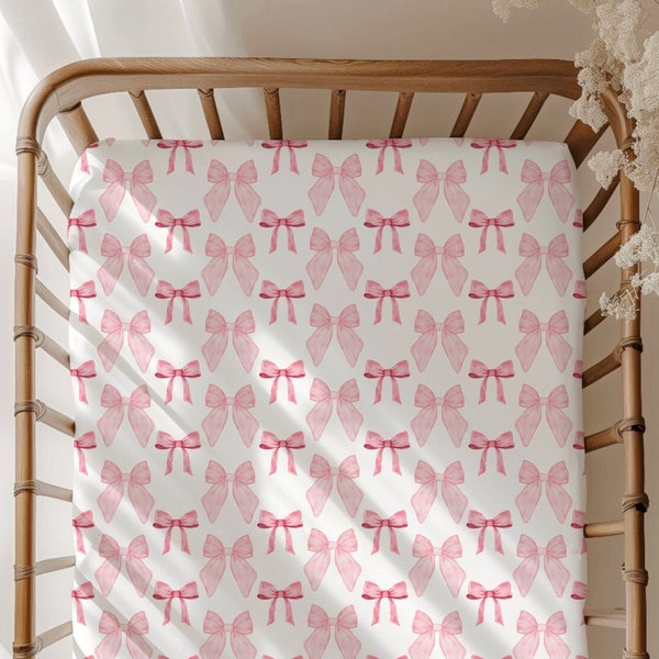 Crib Sheet With Bows Etsy UK