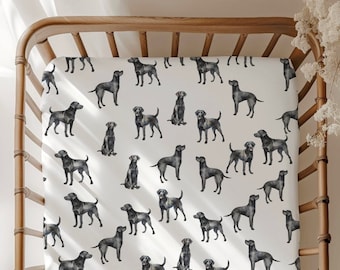 Black Lab Standard Fitted Crib Sheet. Dog Nursery. Dog Lover Baby Shower Gift. Puppy Nursery Decor. New Baby Gift. Mini Crib Sheet. Labrador