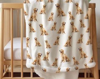 Golden Retriever Velveteen Baby Blanket: Dog Lover Nursery Decor