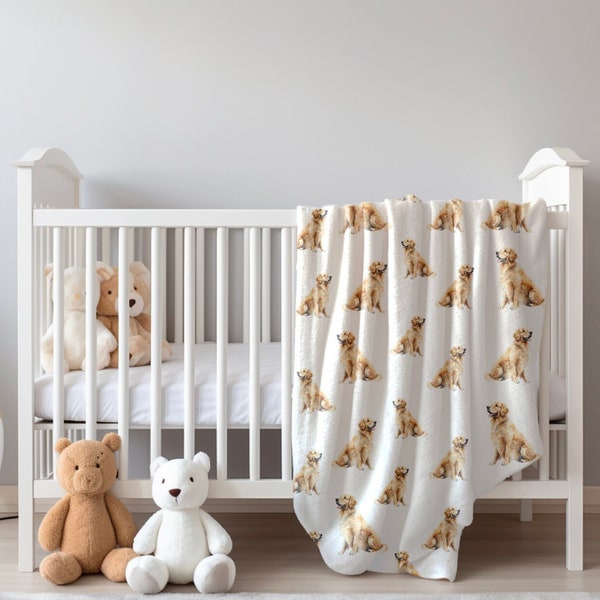 Golden Retriever Baby Blanket, Baby Gift, Golden Retriever Nursery, Dog Nursery, Dog Mom, Dog Lover Baby, Baby Shower Gift