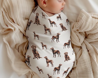 Chocolate Labrador Baby Swaddle Blanket: Dog Mom Gift, Puppy Nursery