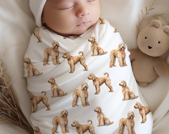 golden doodle Baby Swaddle Blanket, Baby Gift, Dog Nursery, Puppy Nursery, doodle Mom, poodle Mom,  Golden Doodle Baby, Baby Shower Gift