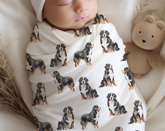 Bernese Mountain Dog Baby Swaddle: Puppy Nursery Gift