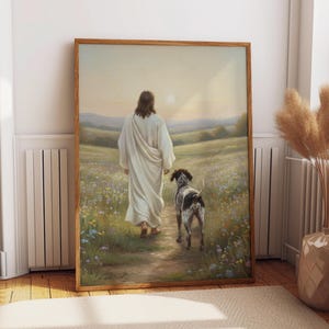 Jesus and German Shorthaired Pointer Art Print: Christian Dog Memorial (Digital Download)