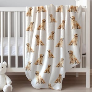 Golden Retriever Velveteen Baby Blanket: Dog Lover Nursery Decor