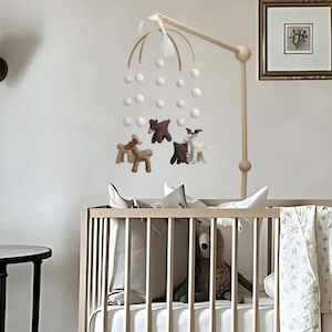 Woodland Dreams Baby Crib Nursery Mobile, Woodland mobile, Bear | Deer felt mobile, baby boy, Forest decor, Woodland decor, baby shower gift