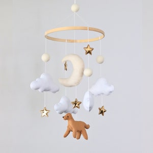 Dreamy Dog Baby Mobile Minimalistic Dog Mom Puppy Labrador Retriever Baby Shower Gift Nursery Decor Baby Girl Boy Moon image 1