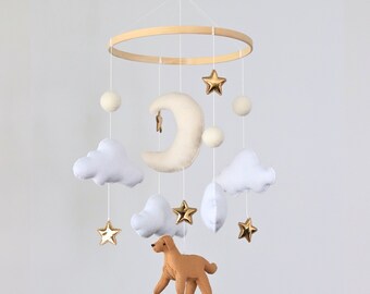 Dreamy Dog Baby Mobile - Minimalistic - Dog Mom - Puppy - Labrador - Retriever- Baby Shower Gift - Nursery Decor - Baby Girl Boy - Moon